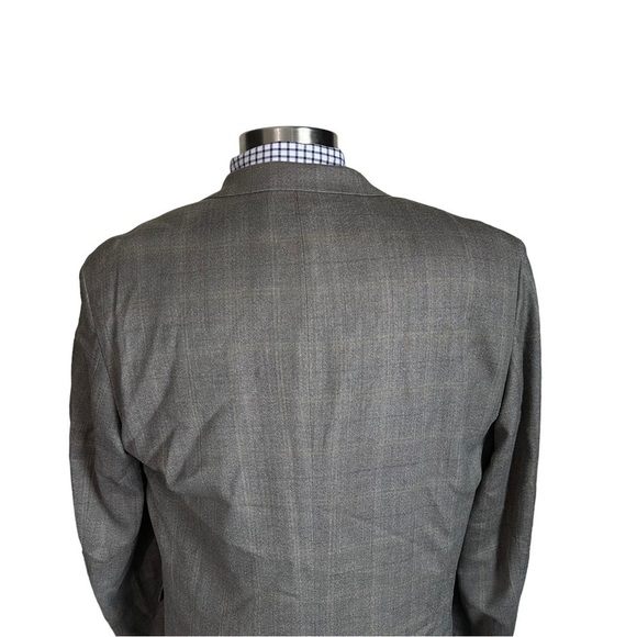 Ralph Lauren Taupe Cream Check 2-Button Silk 52% & Wool 48% Suit Jacket Sz 44XL - Picture 6 of 13